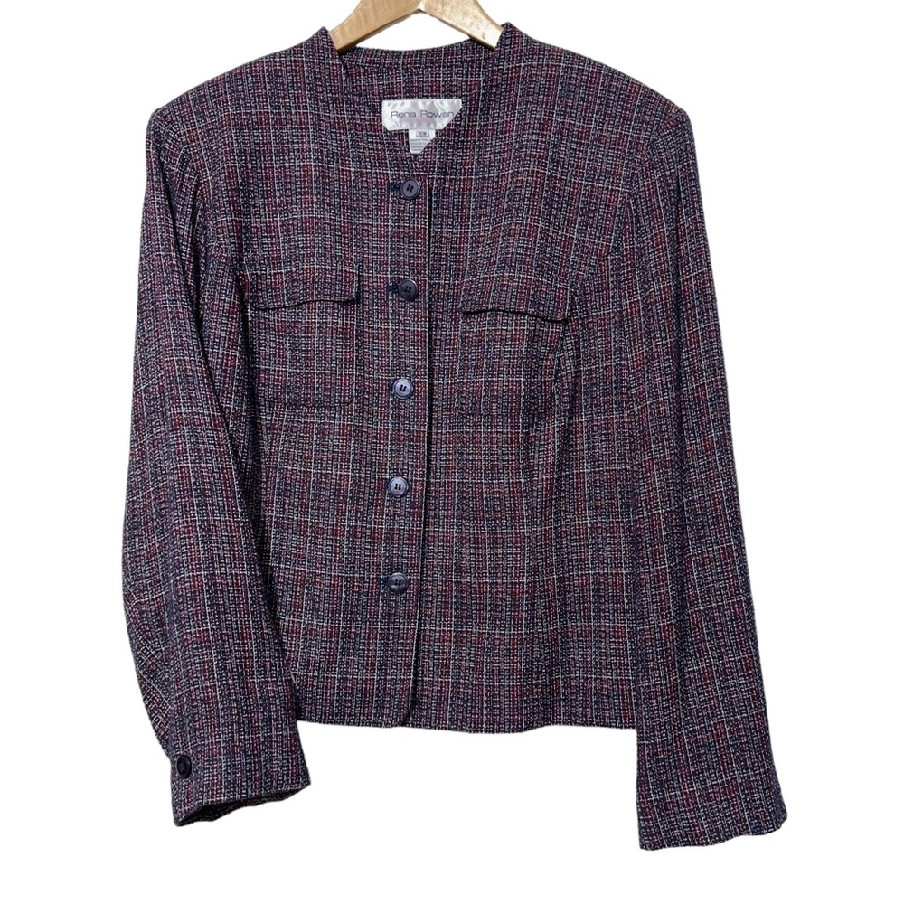 Rena Rowan Silk Tweed Jacket Womens Plus Size 16W Corporate Office Autumn